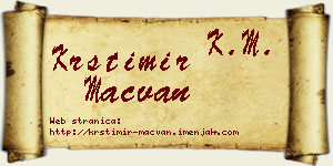 Krstimir Mačvan vizit kartica